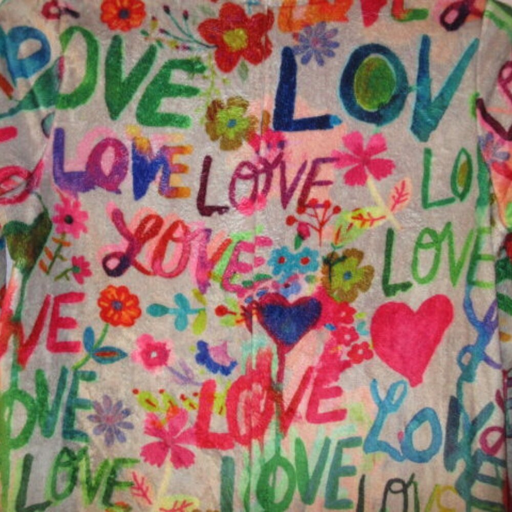 Natural Life Sherpa Fleece One Piece Pajamas Size L Rainbow Love Loungewear EUC - Picture 8 of 11